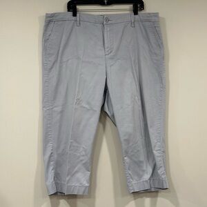 NYDJ Lift Tuck Cropped Stretch Chinos Gray Flat Front Size 18W